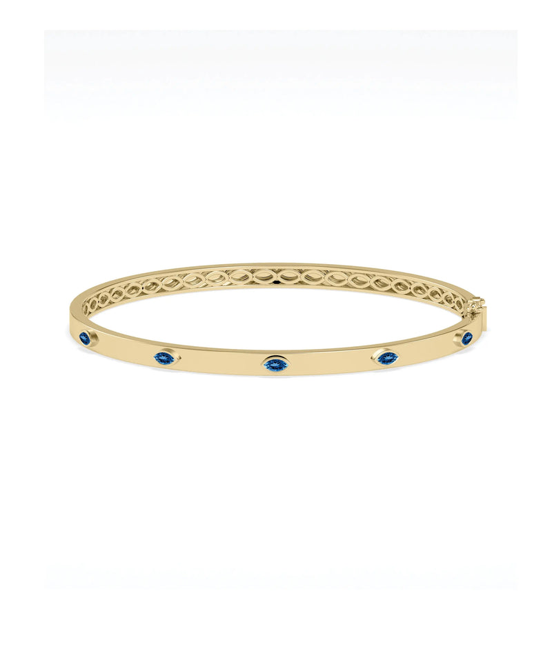 Birthstone Station Bezel Set Bangle - 79e | Everyday 14K Gold Jewelry