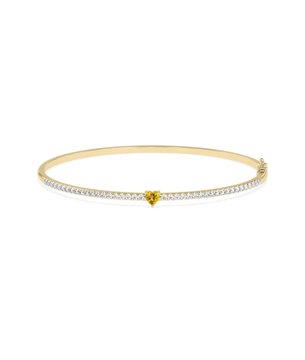 Birthstone and Diamond Heart Shape Bangle - 79e | Everyday 14K Gold Jewelry alternate view