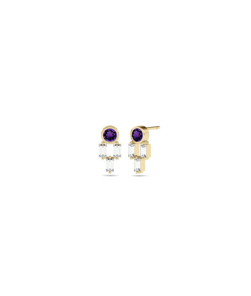 Birthstone and Diamond Stud Earring - 79e | Everyday 14K Gold Jewelry