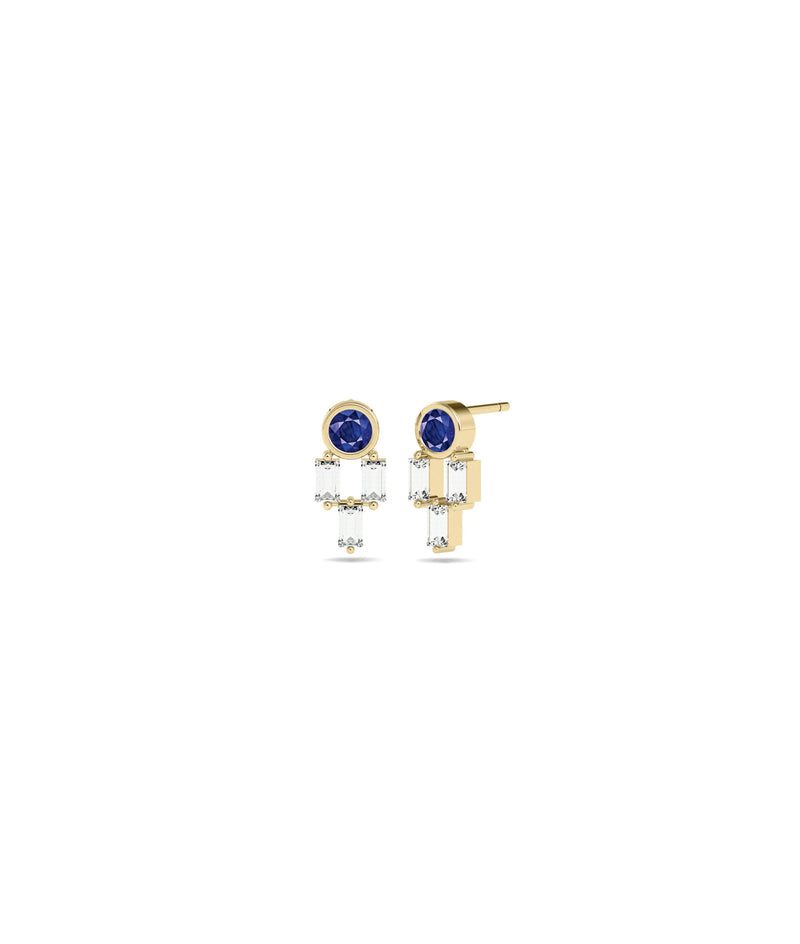 Birthstone and Diamond Stud Earring - 79e | Everyday 14K Gold Jewelry