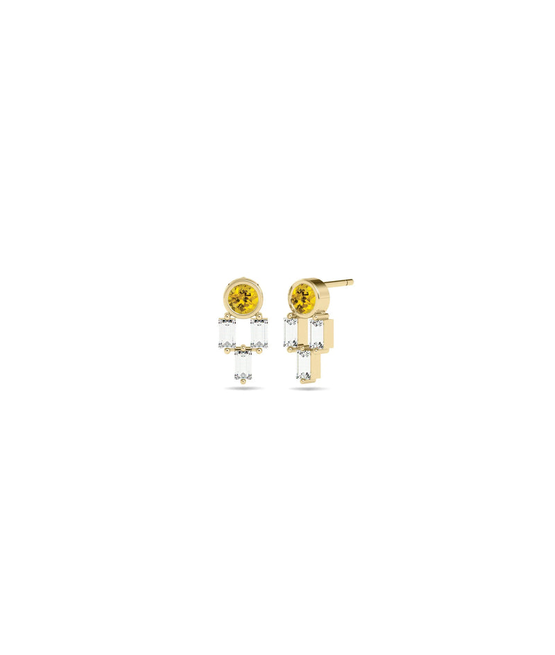 Birthstone and Diamond Stud Earring - 79e | Everyday 14K Gold Jewelry