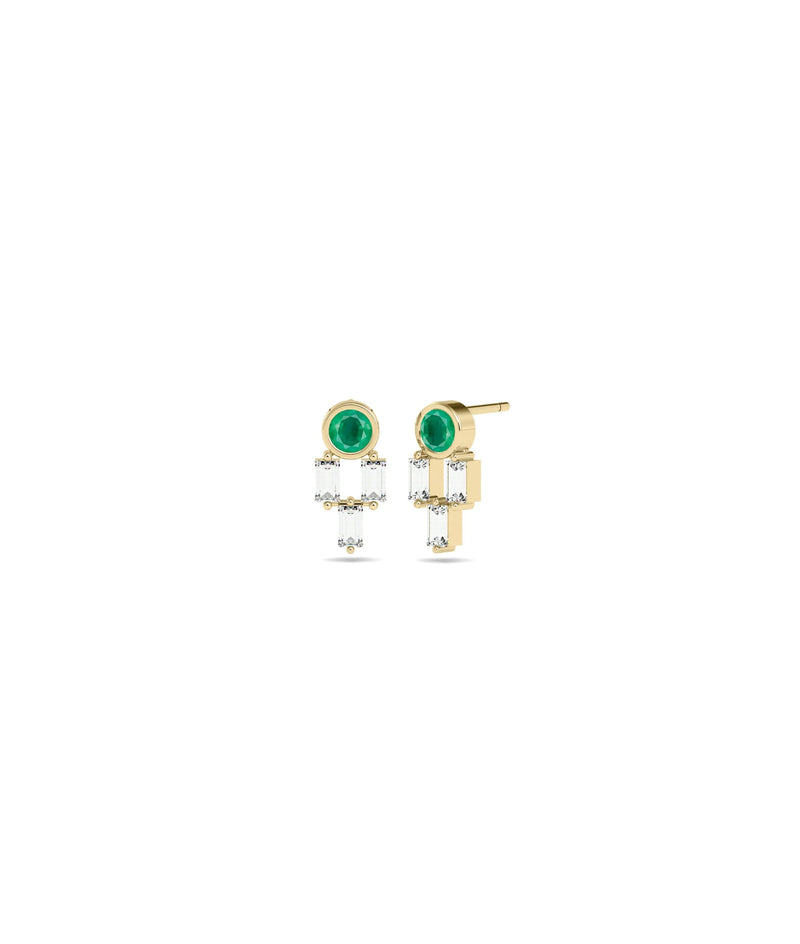 Birthstone and Diamond Stud Earring - 79e | Everyday 14K Gold Jewelry