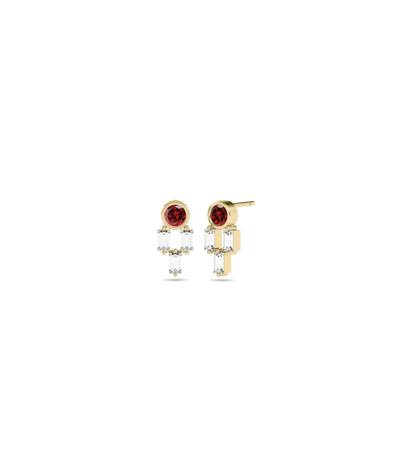 Birthstone and Diamond Stud Earring - 79e | Everyday 14K Gold Jewelry