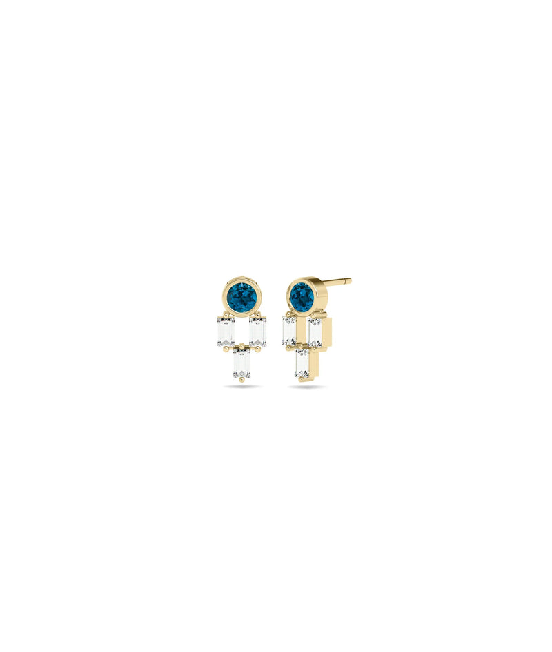 Birthstone and Diamond Stud Earring - 79e | Everyday 14K Gold Jewelry
