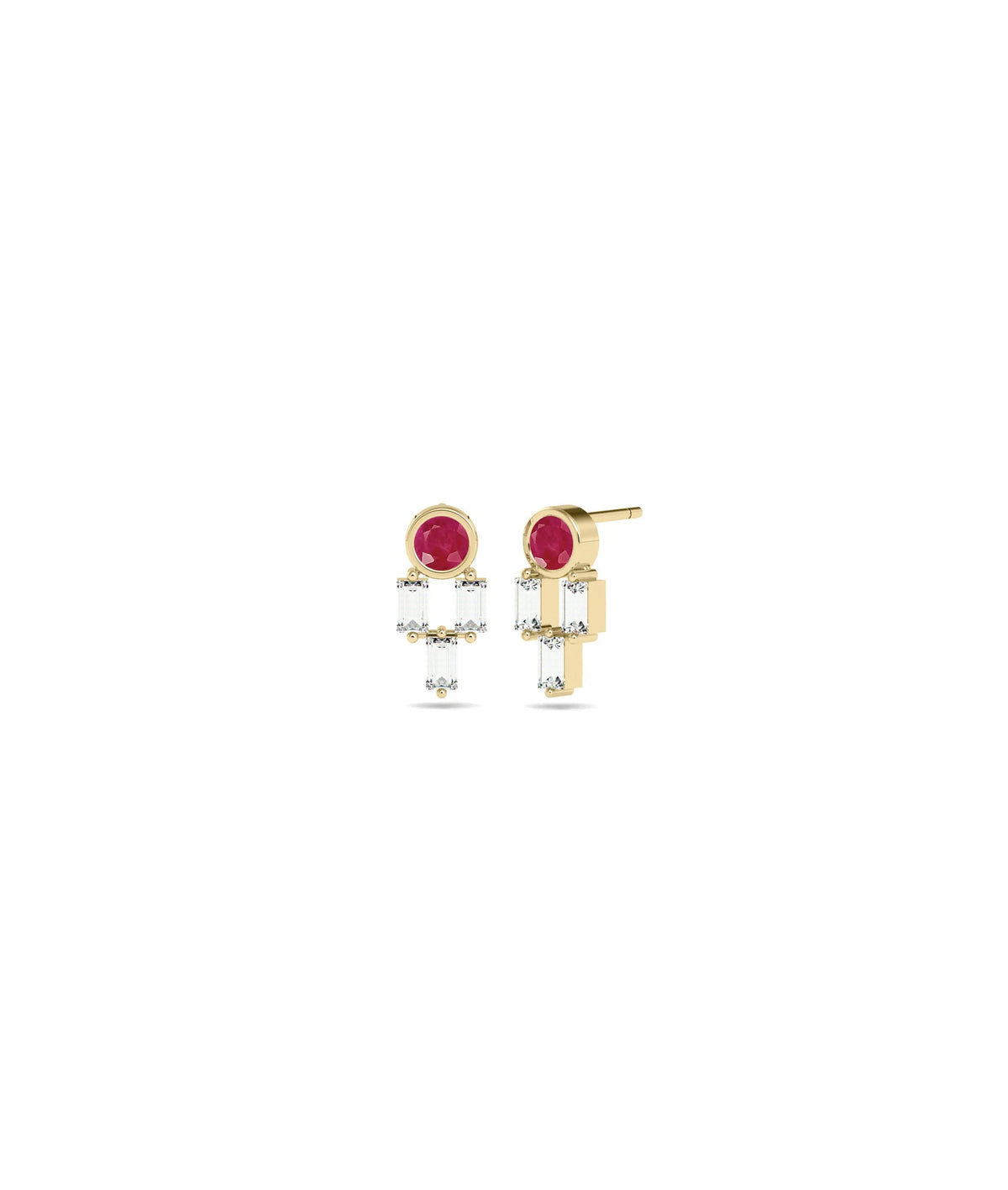 Birthstone and Diamond Stud Earring - 79e | Everyday 14K Gold Jewelry