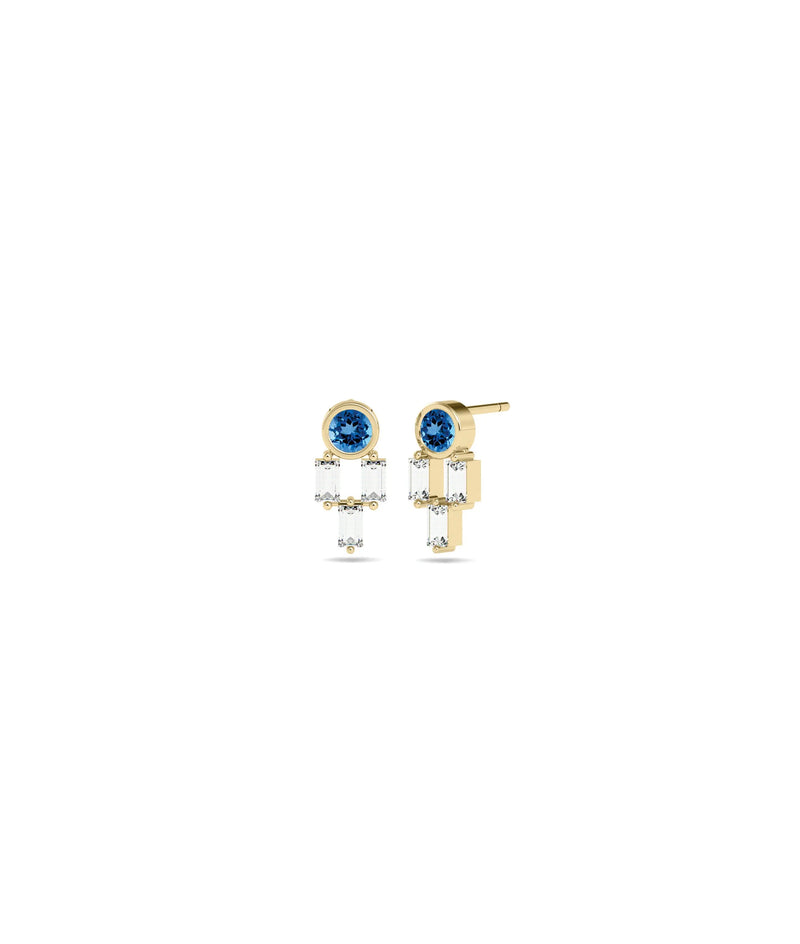Birthstone and Diamond Stud Earring - 79e | Everyday 14K Gold Jewelry