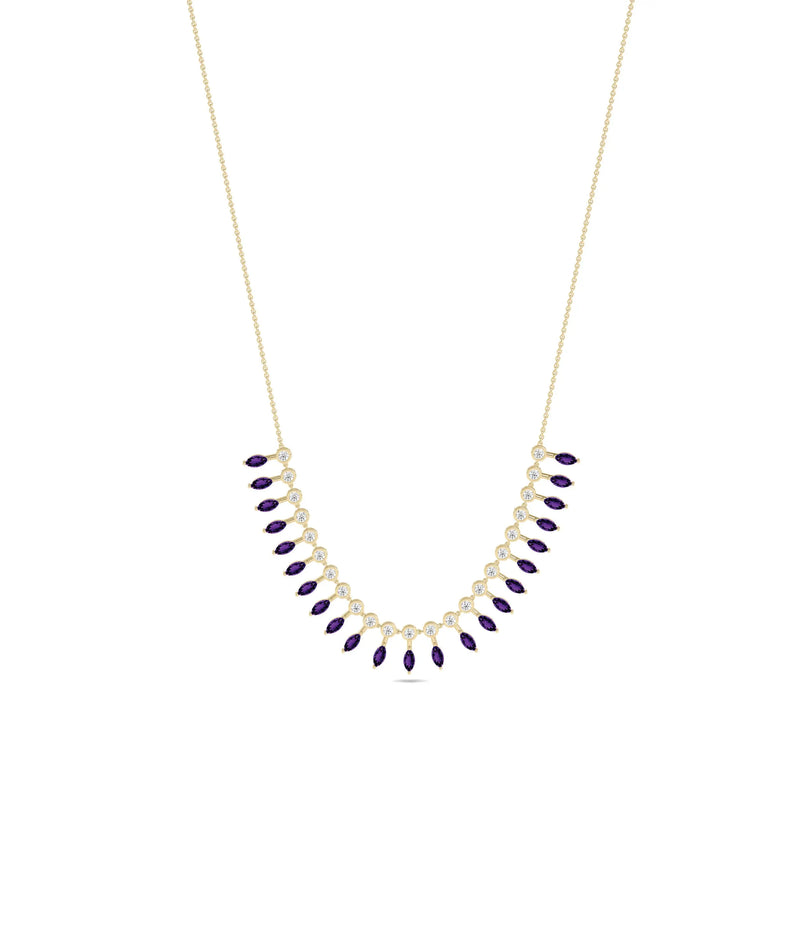 Birthstone and Diamond Layered Necklace - 79e | Everyday 14K Gold Jewelry
