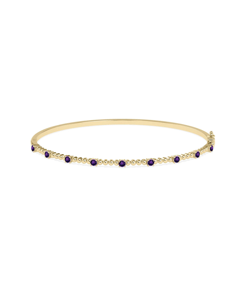 Birthstone Bubble Straight Line Bangle - 79e | Everyday 14K Gold Jewelry