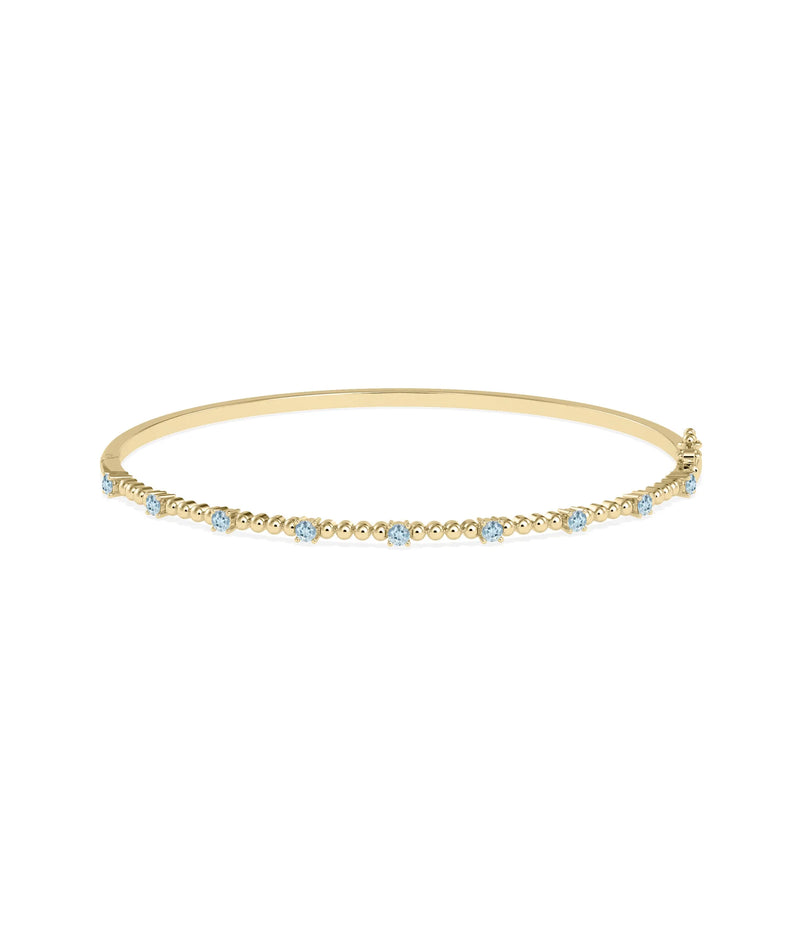 Birthstone Bubble Straight Line Bangle - 79e | Everyday 14K Gold Jewelry
