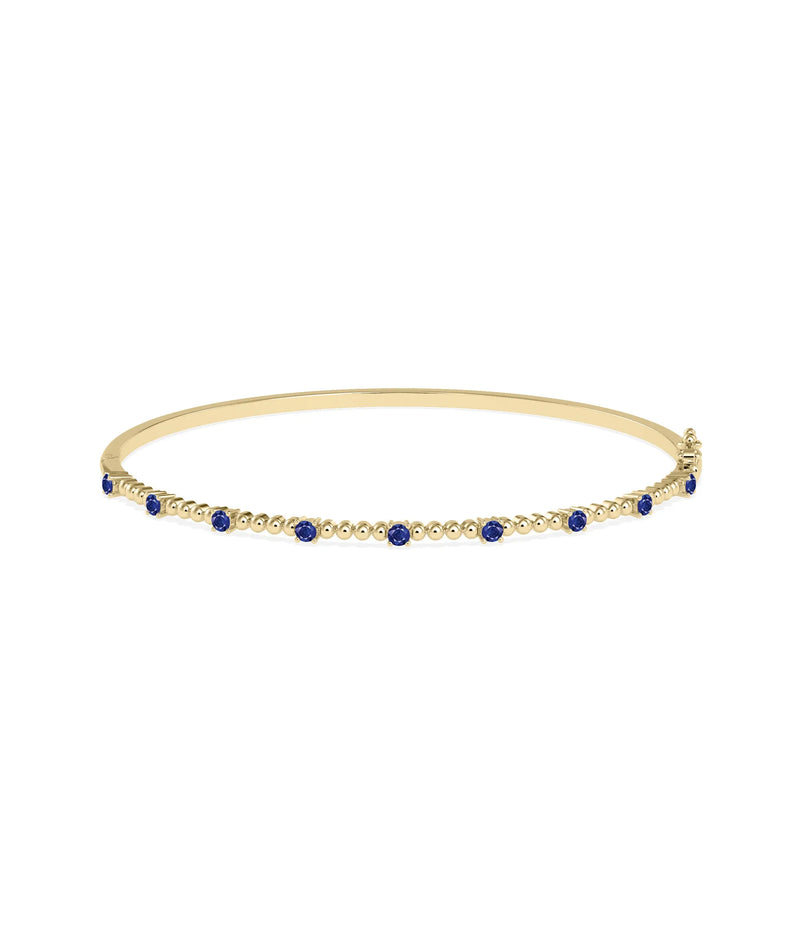 Birthstone Bubble Straight Line Bangle - 79e | Everyday 14K Gold Jewelry