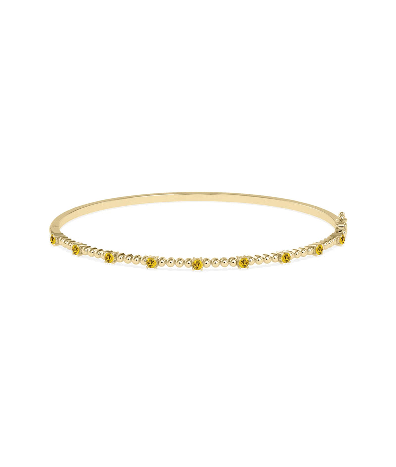 Birthstone Bubble Straight Line Bangle - 79e | Everyday 14K Gold Jewelry