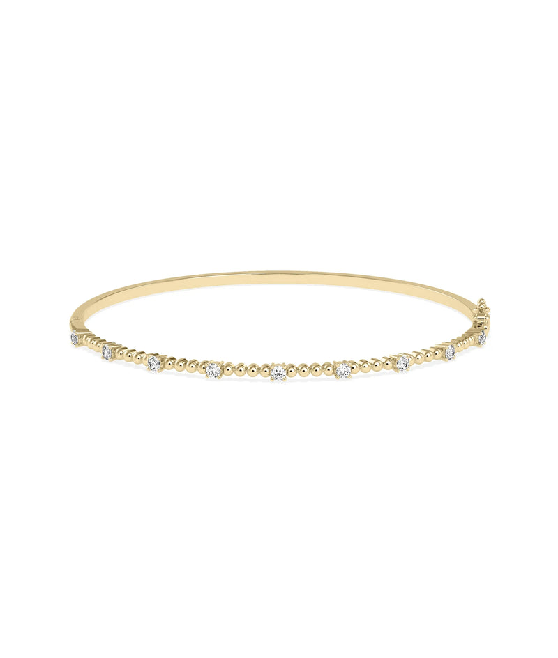Birthstone Bubble Straight Line Bangle - 79e | Everyday 14K Gold Jewelry
