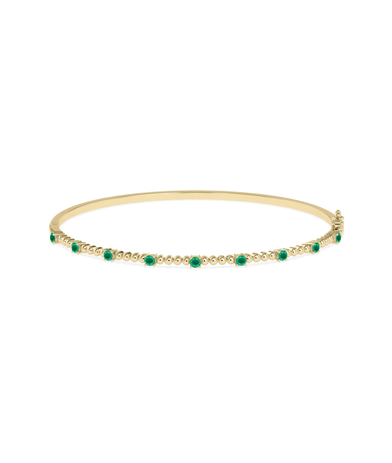 Birthstone Bubble Straight Line Bangle - 79e | Everyday 14K Gold Jewelry