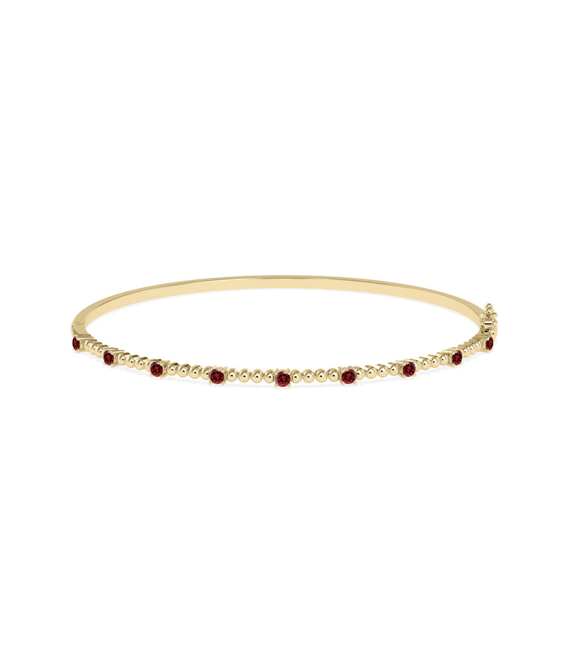 Birthstone Bubble Straight Line Bangle - 79e | Everyday 14K Gold Jewelry
