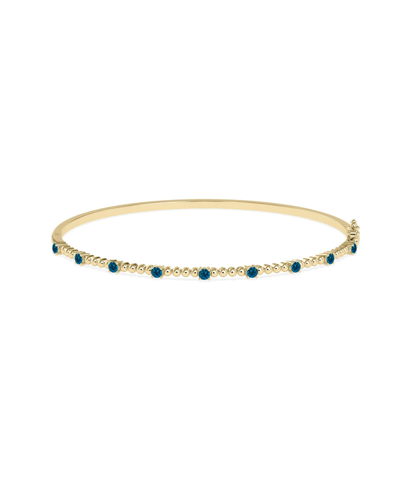 Birthstone Bubble Straight Line Bangle - 79e | Everyday 14K Gold Jewelry
