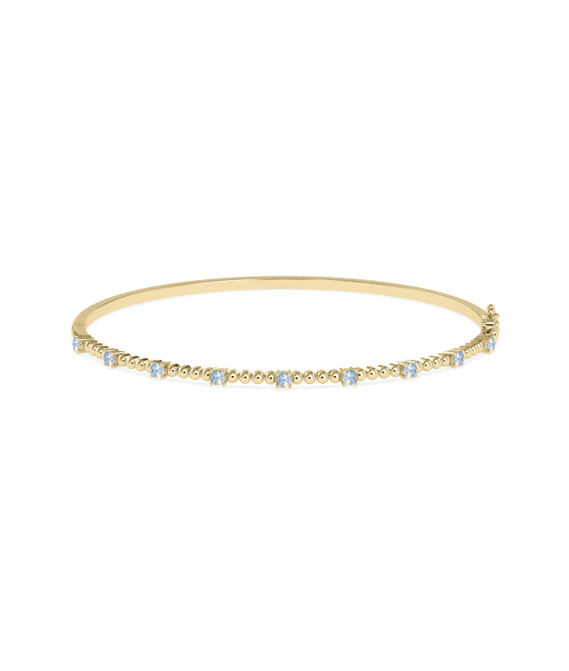 Birthstone Bubble Straight Line Bangle - 79e | Everyday 14K Gold Jewelry