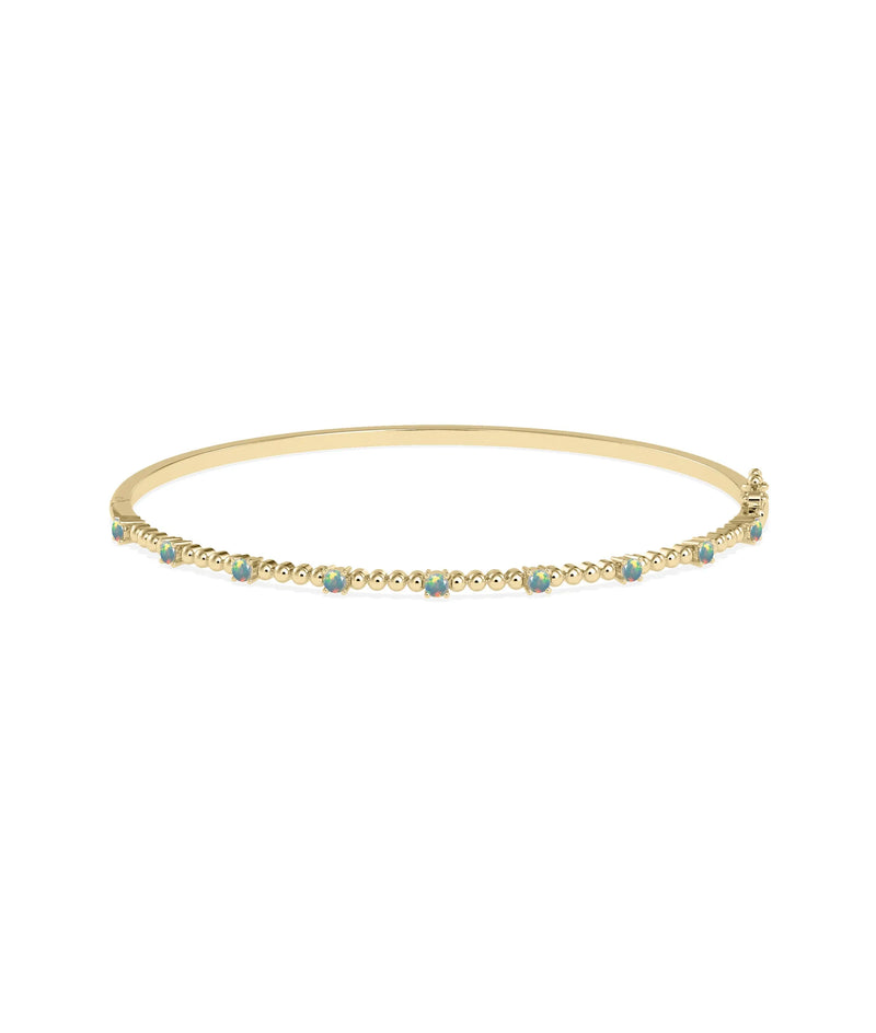Birthstone Bubble Straight Line Bangle - 79e | Everyday 14K Gold Jewelry