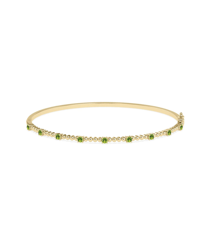 Birthstone Bubble Straight Line Bangle - 79e | Everyday 14K Gold Jewelry