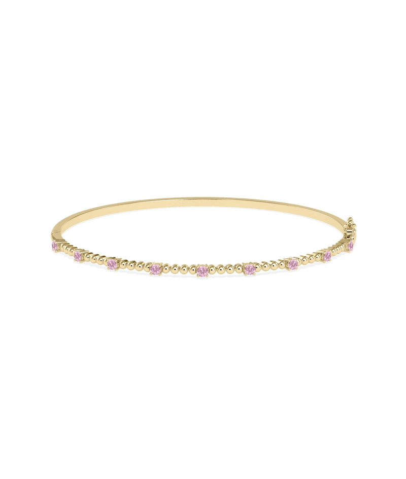 Birthstone Bubble Straight Line Bangle - 79e | Everyday 14K Gold Jewelry