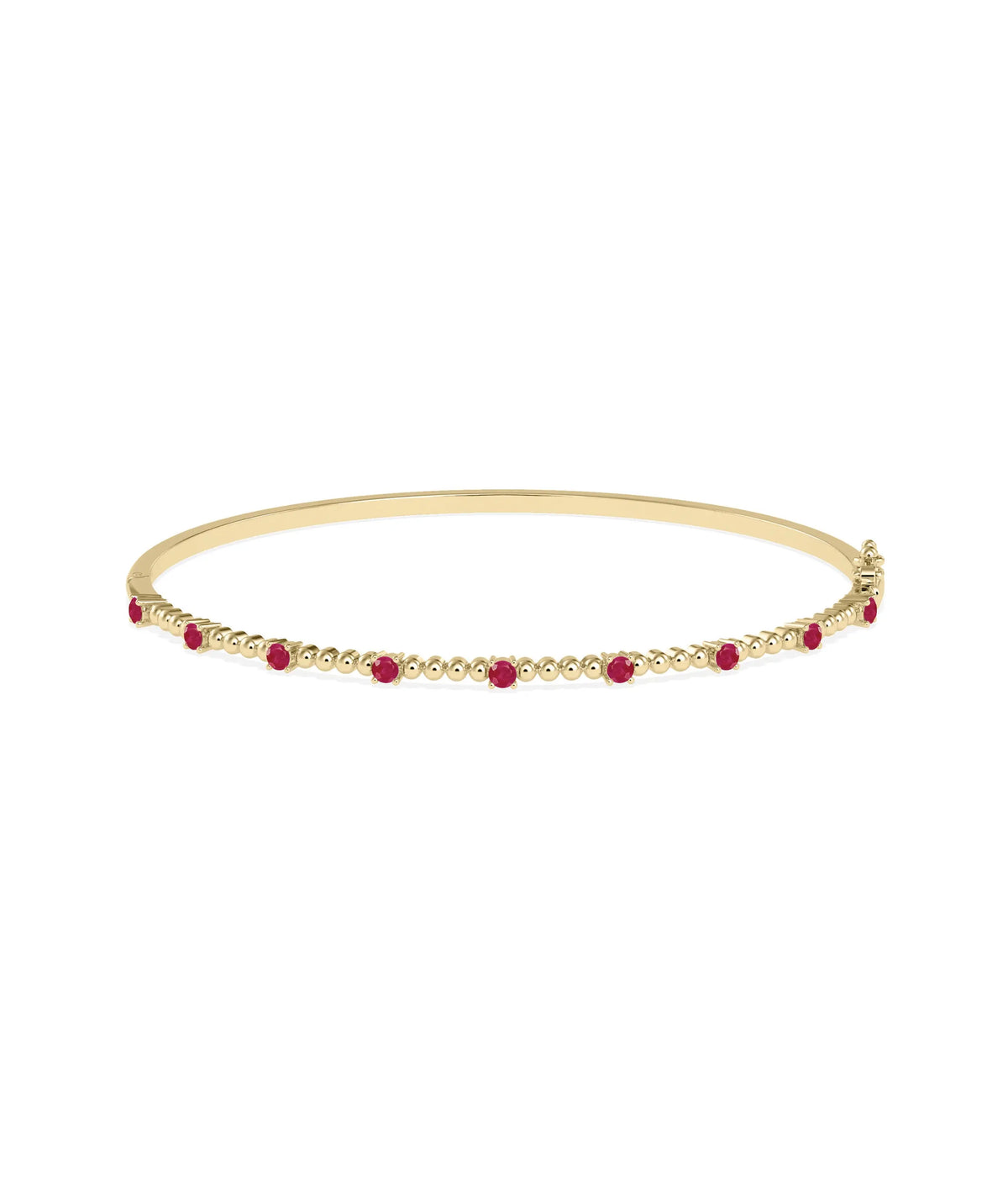 Birthstone Bubble Straight Line Bangle - 79e | Everyday 14K Gold Jewelry