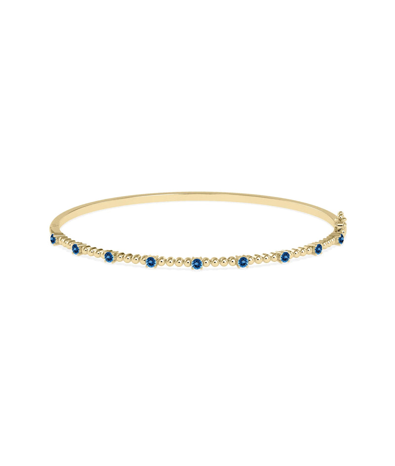 Birthstone Bubble Straight Line Bangle - 79e | Everyday 14K Gold Jewelry