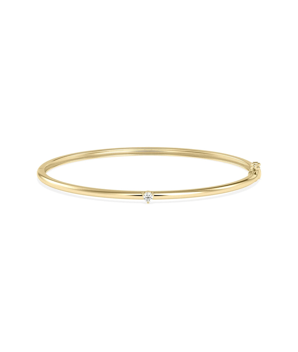 Birthstone Solitaire Bangle - 79e | Everyday 14K Gold Jewelry