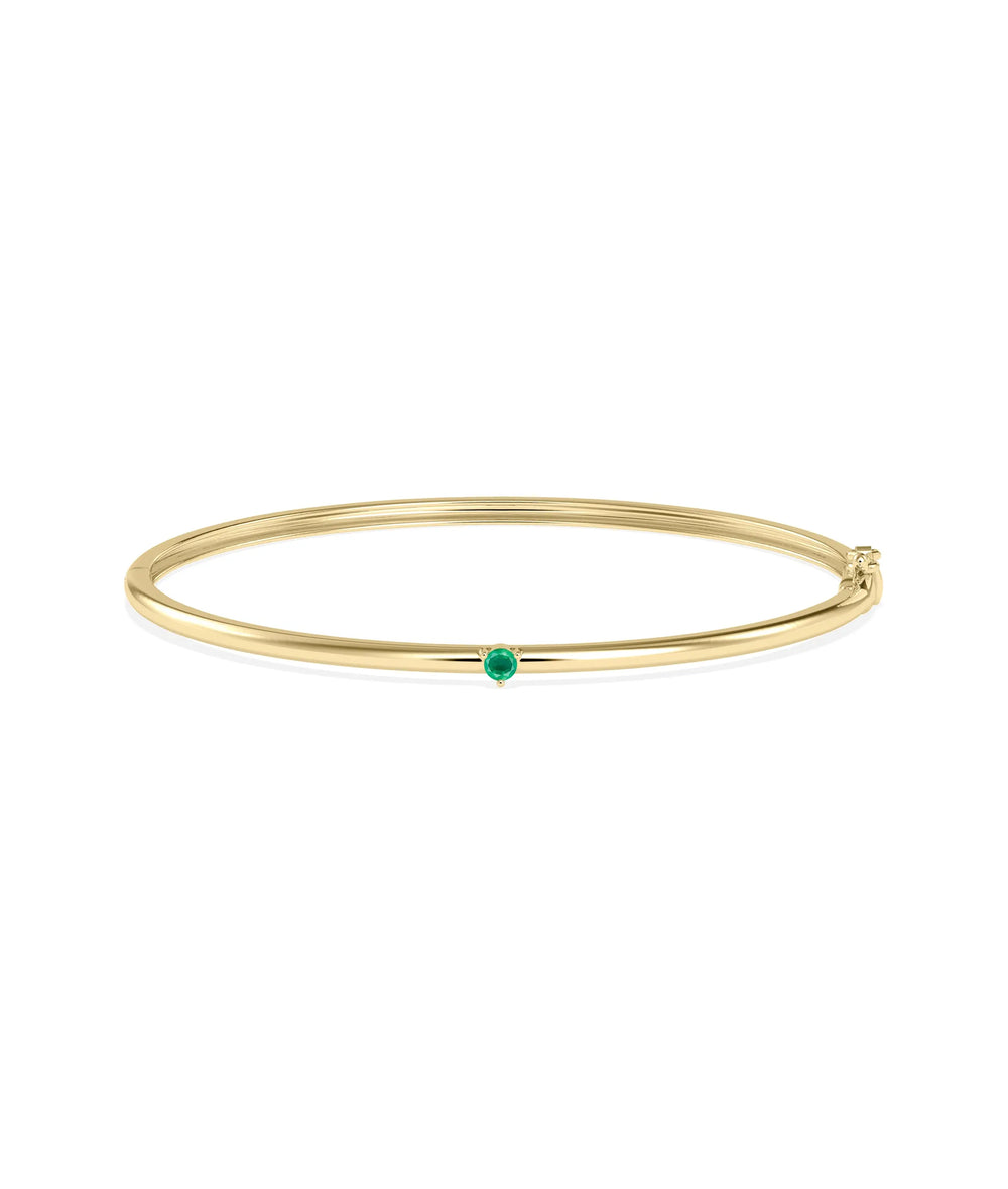 Birthstone Solitaire Bangle - 79e | Everyday 14K Gold Jewelry