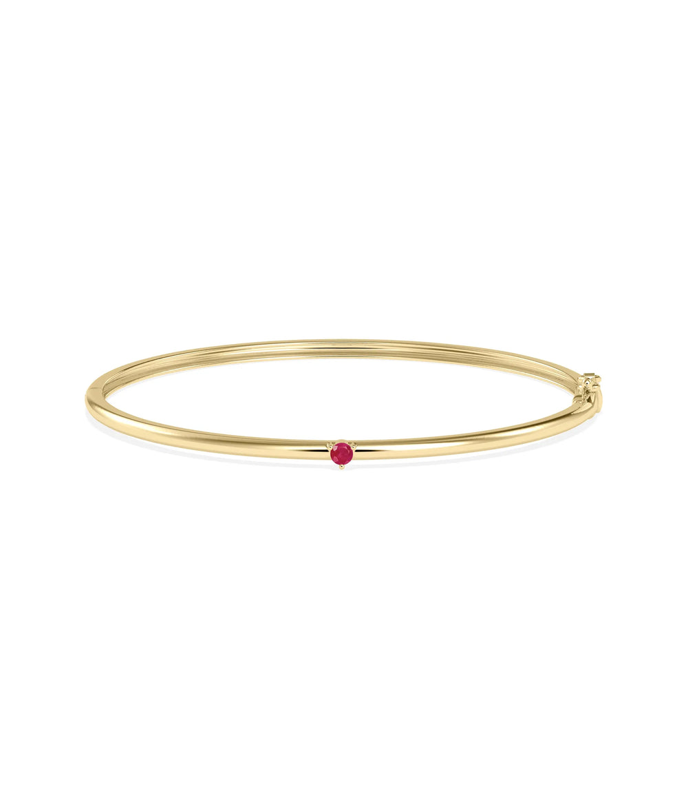 Birthstone Solitaire Bangle - 79e | Everyday 14K Gold Jewelry