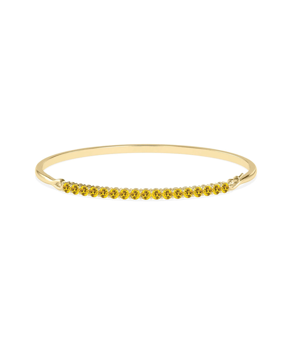 Movable Straight Line Birthstone Bangle - 79e | Everyday 14K Gold Jewelry