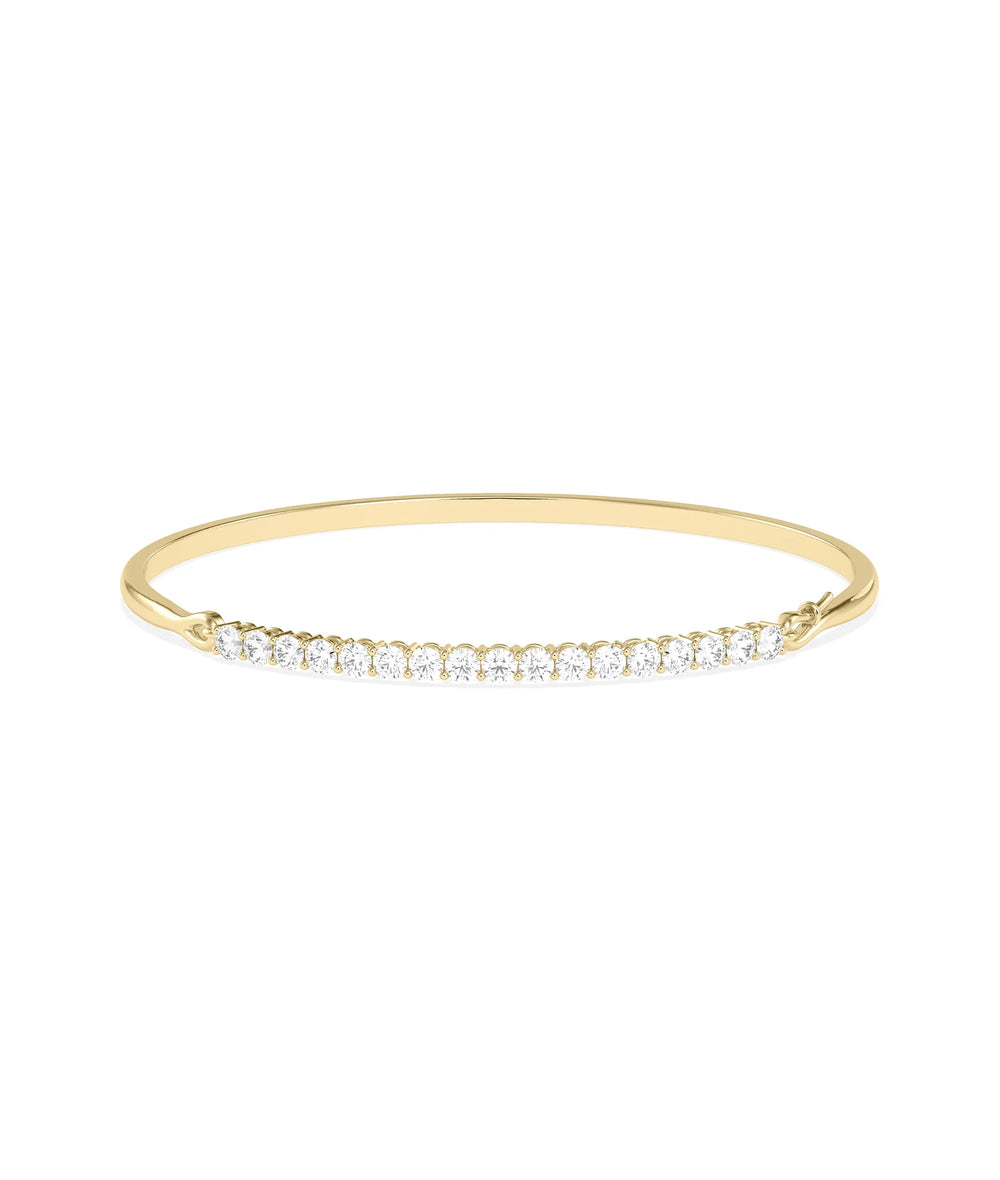 Movable Straight Line Birthstone Bangle - 79e | Everyday 14K Gold Jewelry