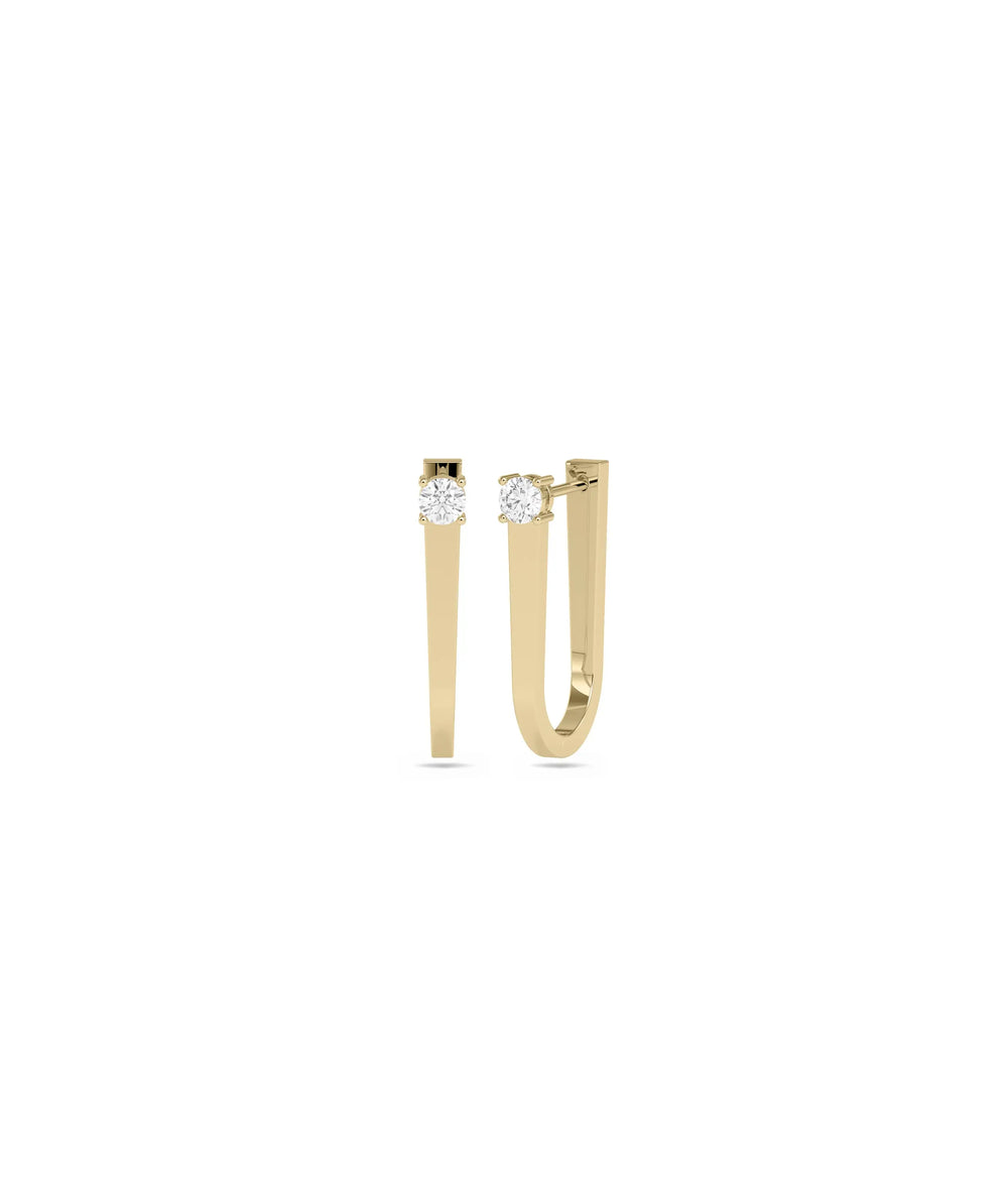 U Shape Birthstone Hoop Earring - 79e | Everyday 14K Gold Jewelry