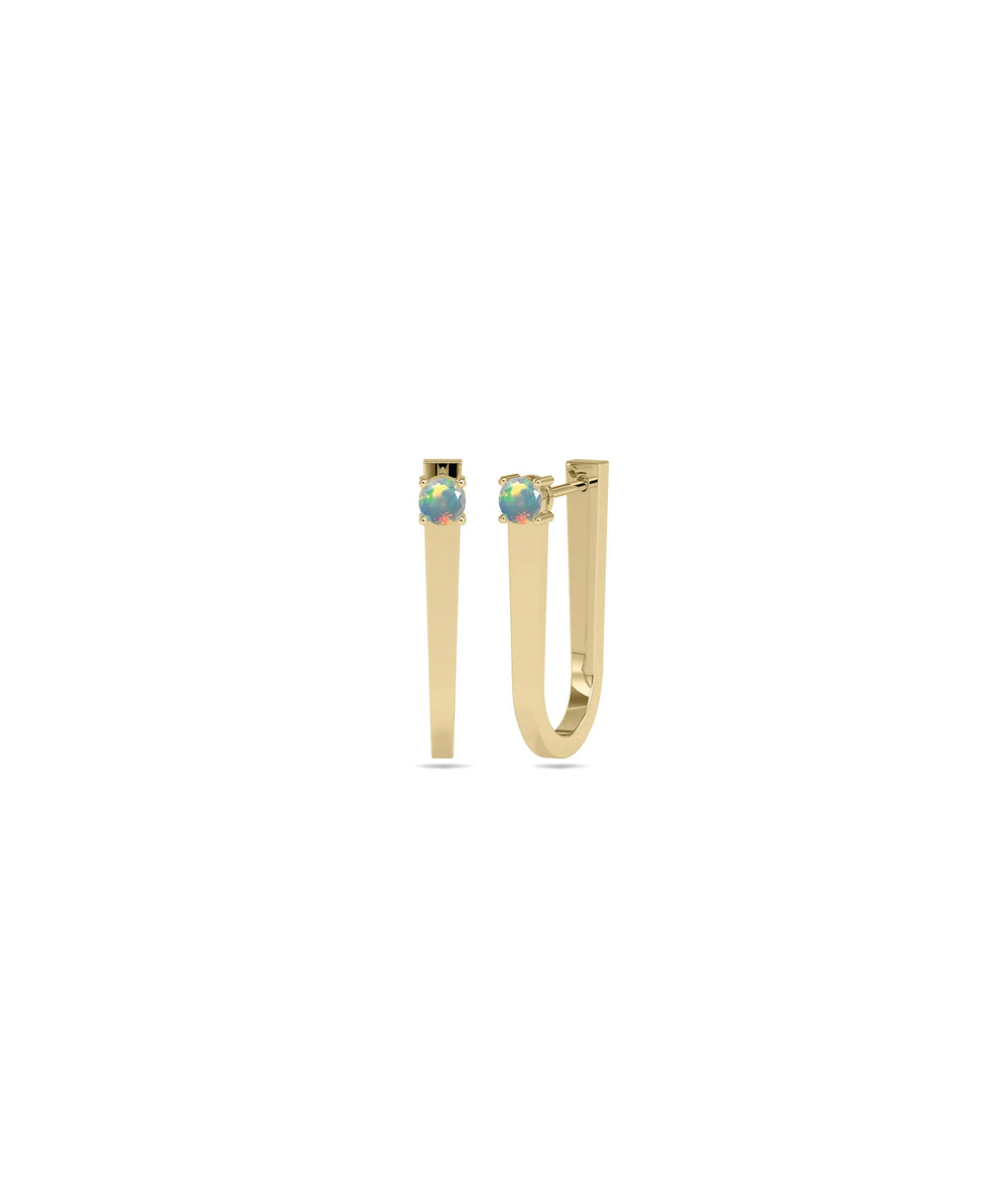U Shape Birthstone Hoop Earring - 79e | Everyday 14K Gold Jewelry