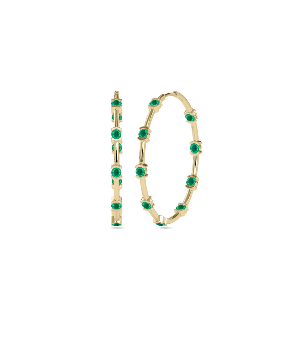 Birthstone Station Hoop Earring - 79e | Everyday 14K Gold Jewelry