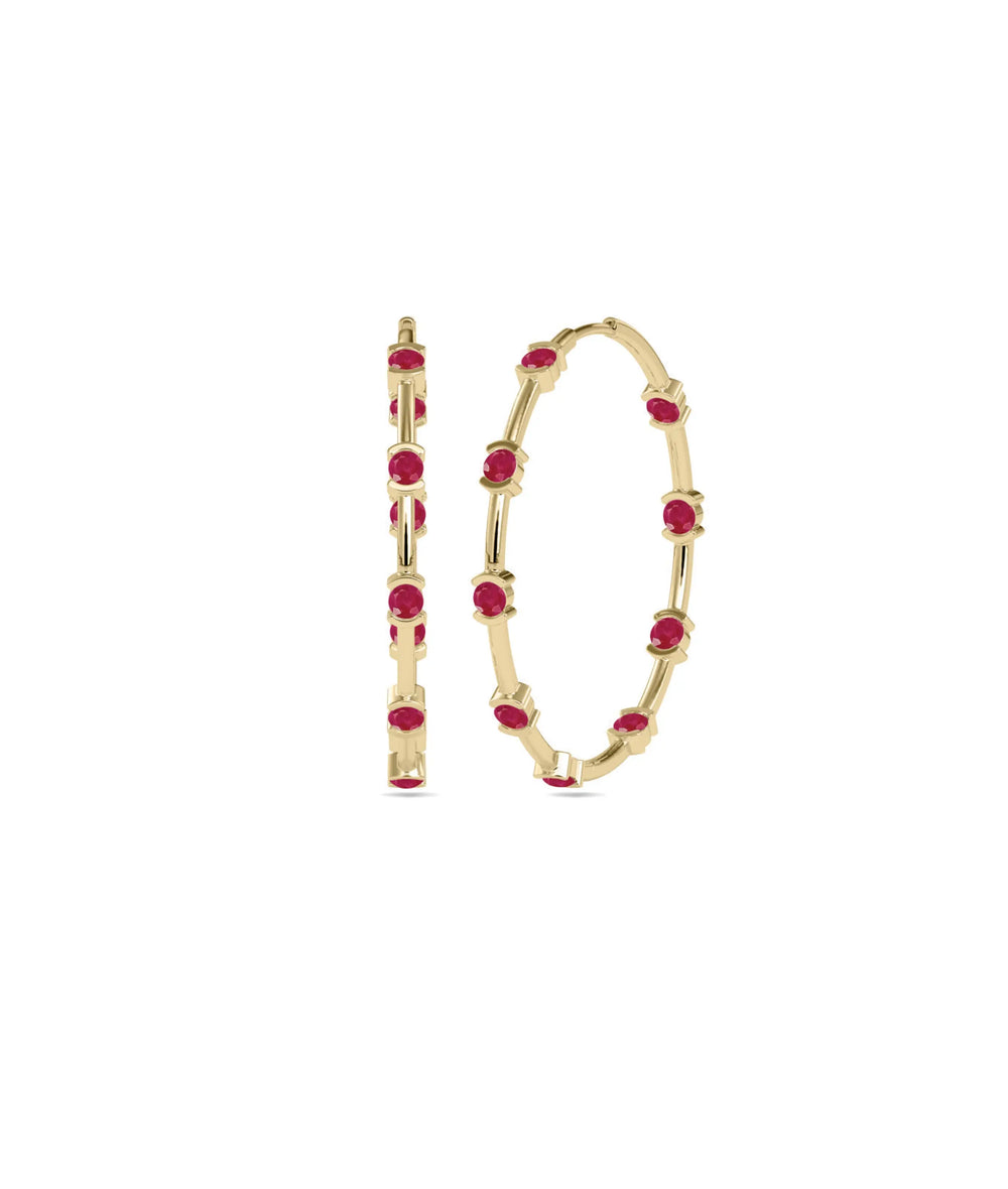 Birthstone Station Hoop Earring - 79e | Everyday 14K Gold Jewelry