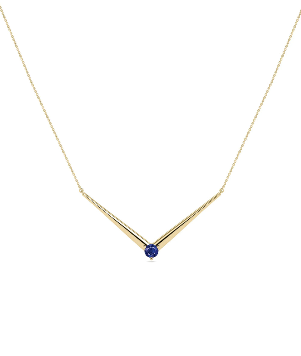 Chevron Birthstone Solitaire Necklace - 79e | Everyday 14K Gold Jewelry