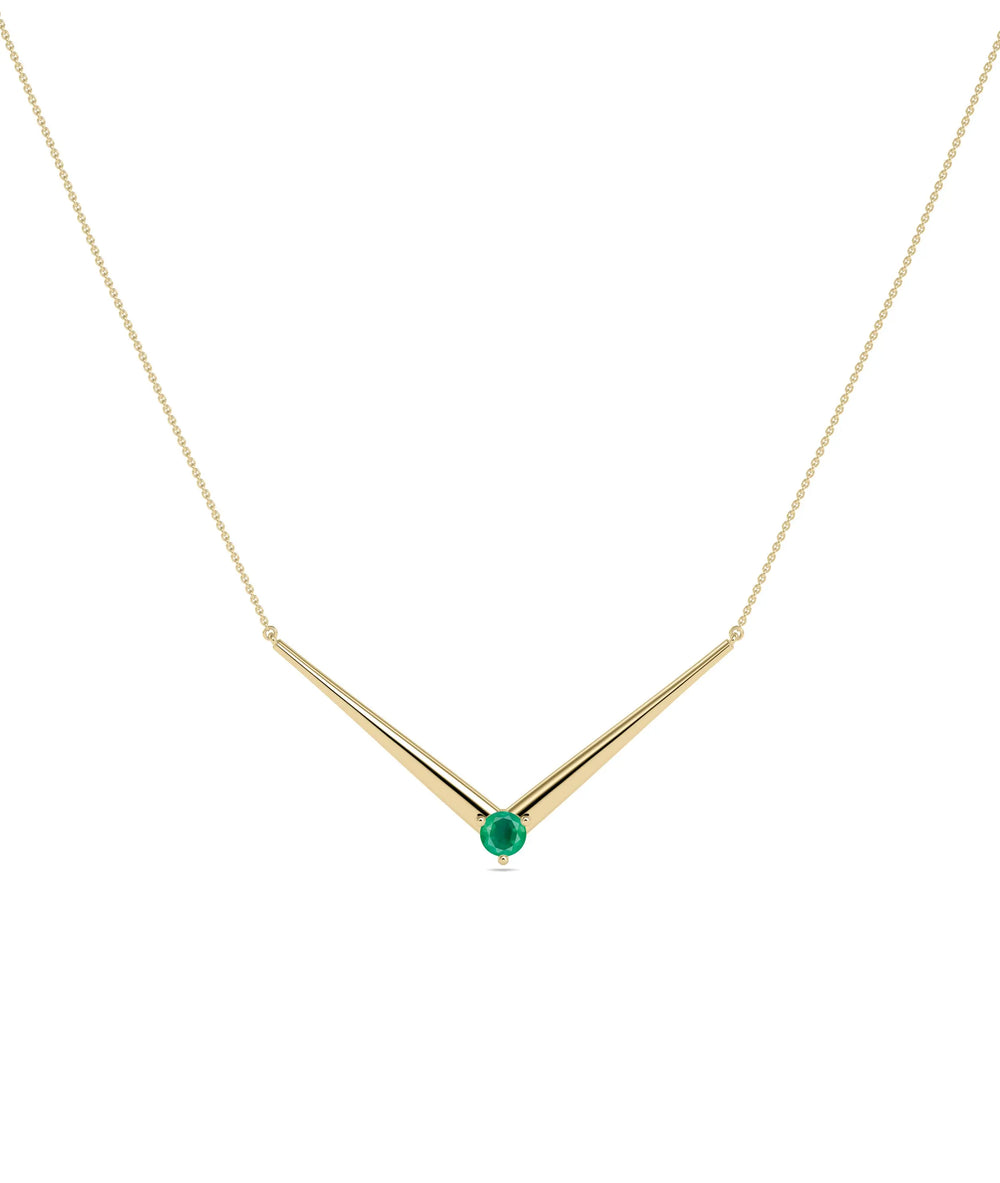 Chevron Birthstone Solitaire Necklace - 79e | Everyday 14K Gold Jewelry