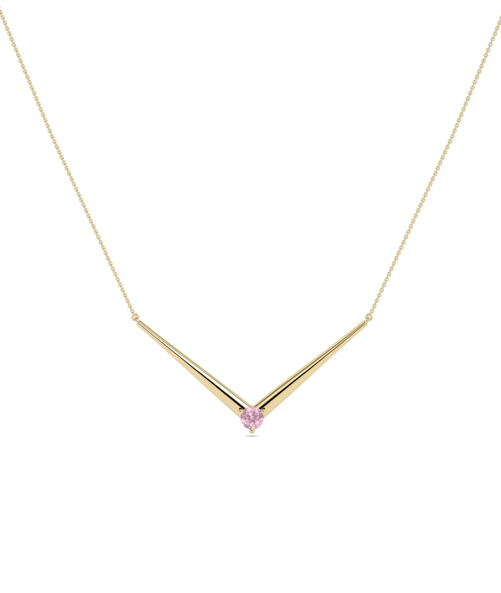 Chevron Birthstone Solitaire Necklace - 79e | Everyday 14K Gold Jewelry