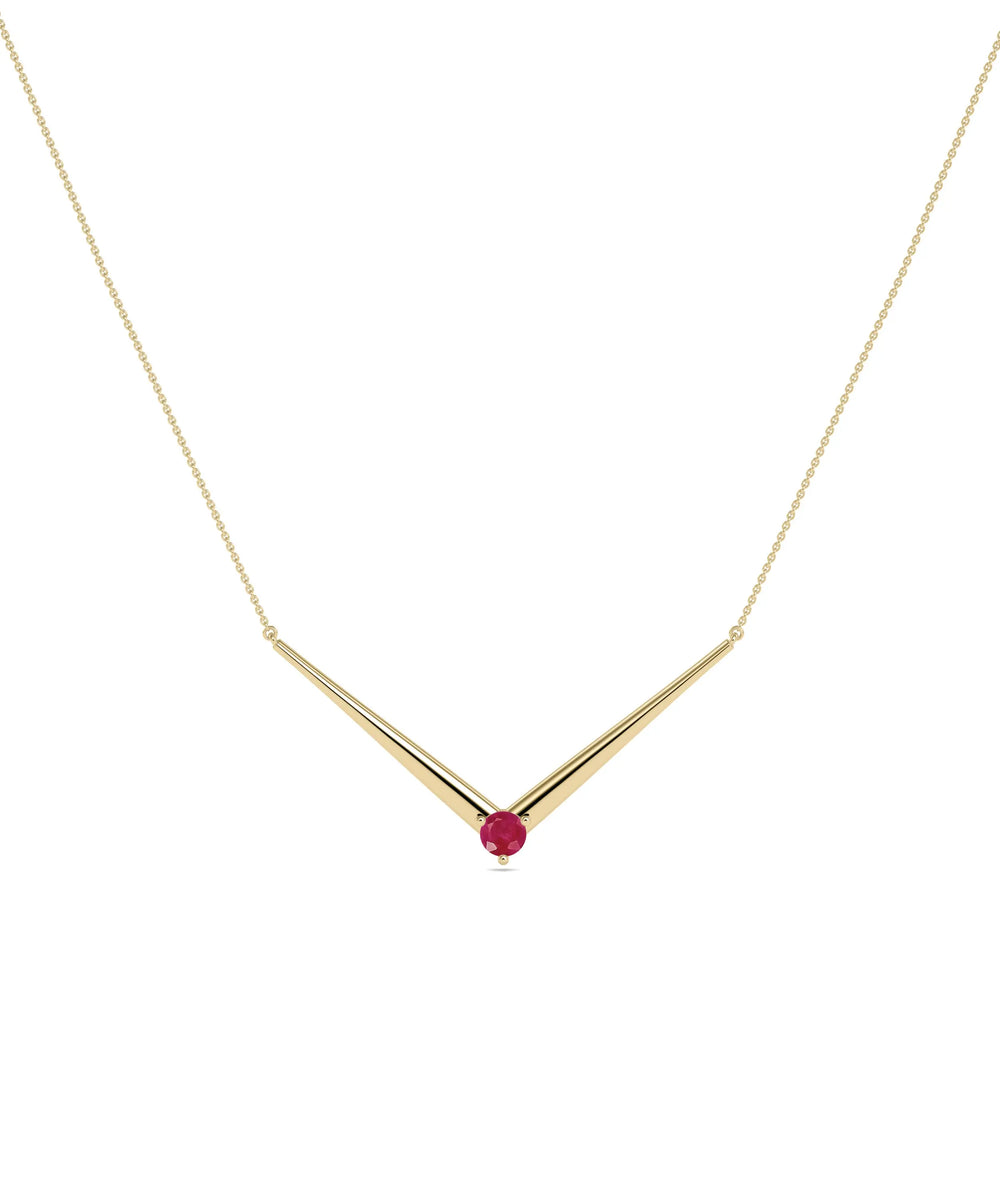 Chevron Birthstone Solitaire Necklace - 79e | Everyday 14K Gold Jewelry