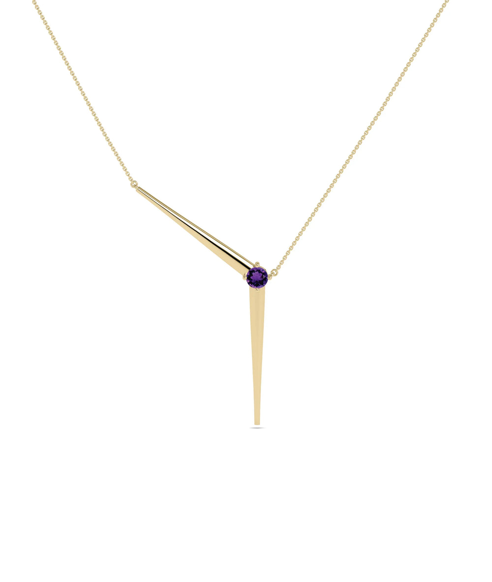Y Shape Birthstone Solitaire Necklace - 79e | Everyday 14K Gold Jewelry