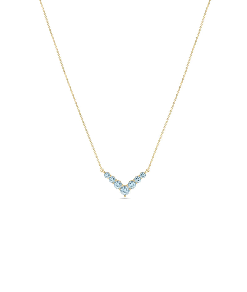 Chevron Birthstone Necklace - 79e | Everyday 14K Gold Jewelry