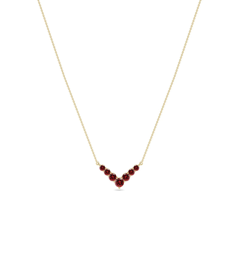 Chevron Birthstone Necklace - 79e | Everyday 14K Gold Jewelry