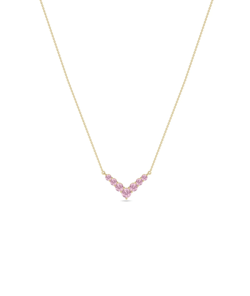 Chevron Birthstone Necklace - 79e | Everyday 14K Gold Jewelry