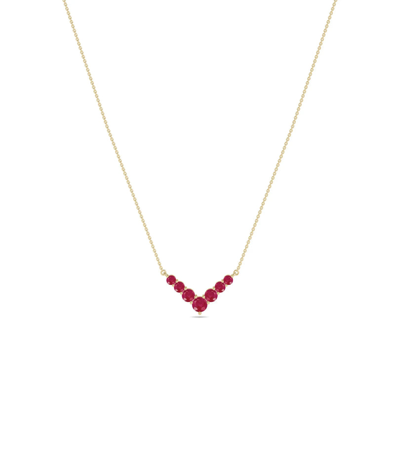 Chevron Birthstone Necklace - 79e | Everyday 14K Gold Jewelry