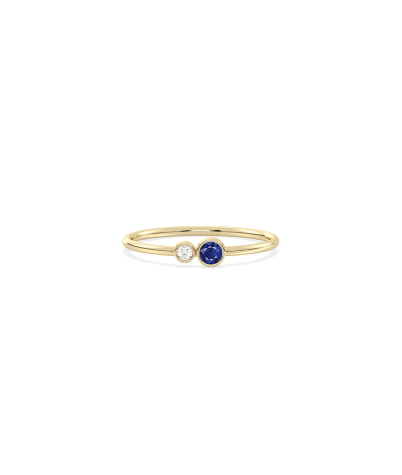 2 Stone Birthstone and Diamond Ring - 79e | Everyday 14K Gold Jewelry