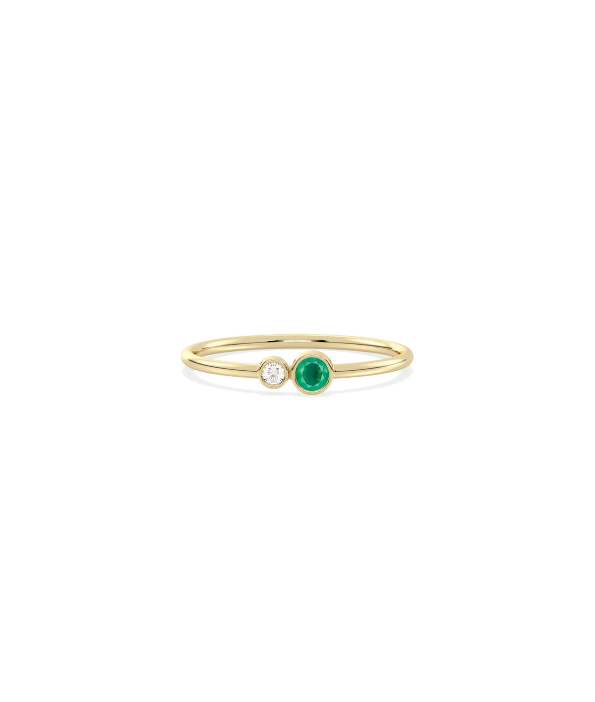 2 Stone Birthstone and Diamond Ring - 79e | Everyday 14K Gold Jewelry
