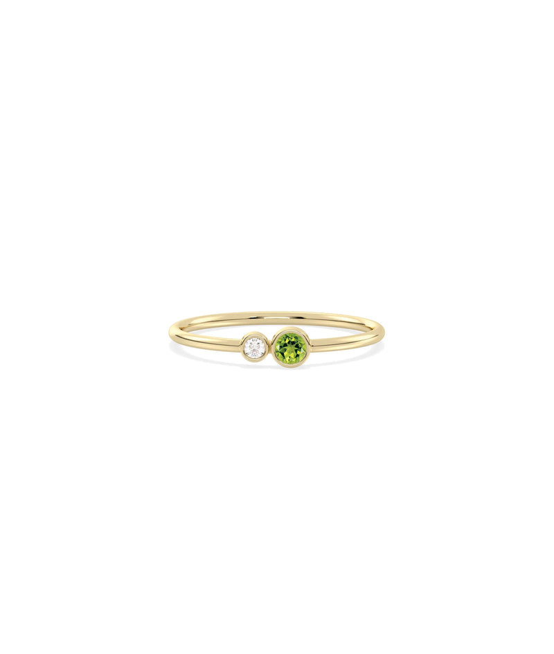2 Stone Birthstone and Diamond Ring - 79e | Everyday 14K Gold Jewelry
