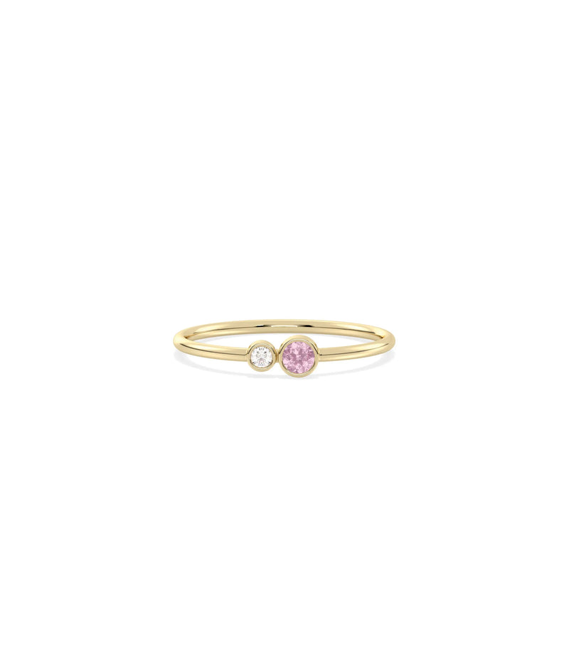 2 Stone Birthstone and Diamond Ring - 79e | Everyday 14K Gold Jewelry