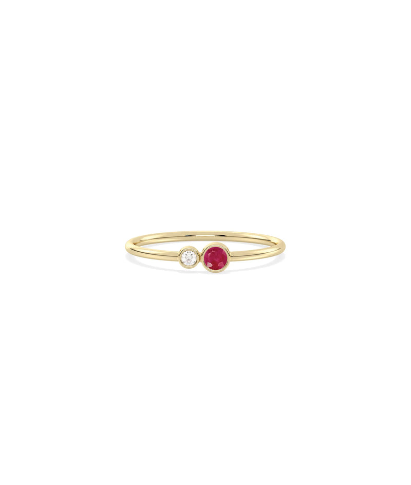 2 Stone Birthstone and Diamond Ring - 79e | Everyday 14K Gold Jewelry