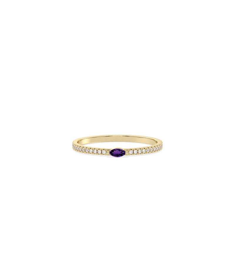Birthstone and Diamond Band Ring - 79e | Everyday 14K Gold Jewelry