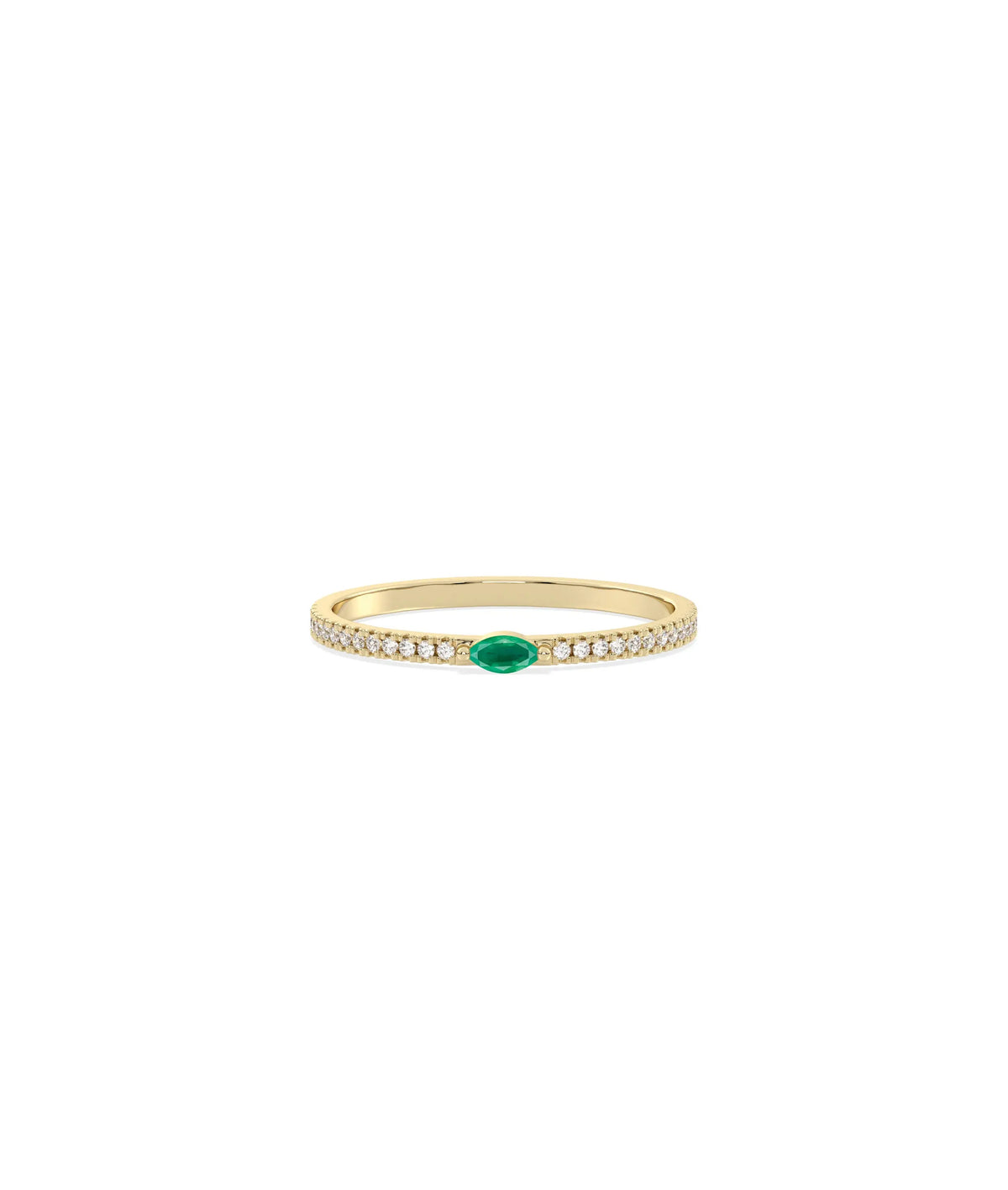 Birthstone and Diamond Band Ring - 79e | Everyday 14K Gold Jewelry